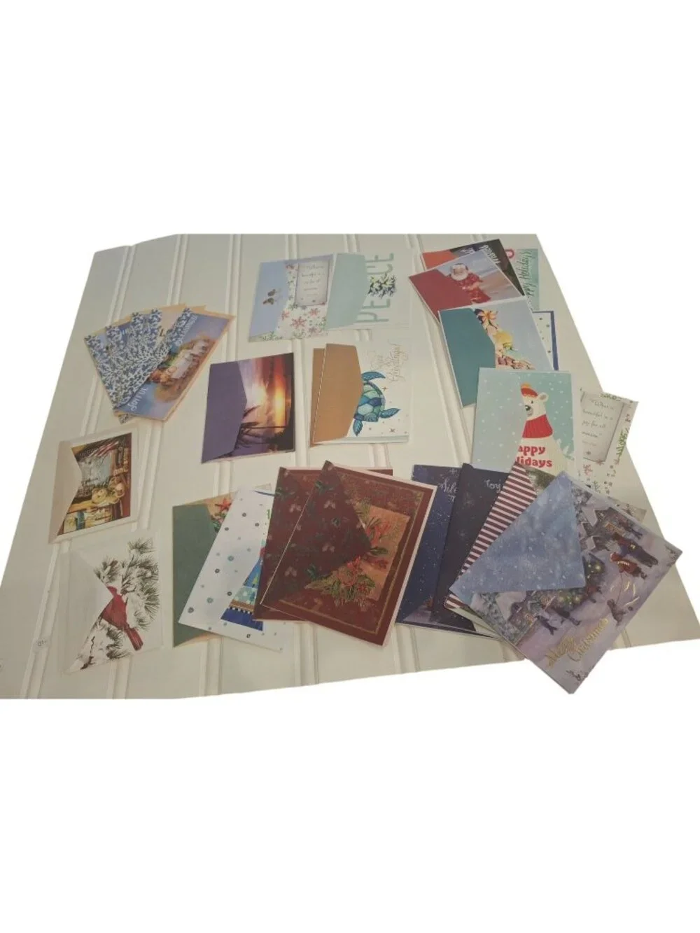 Christmas Greeting Cards Lot Assorted 25 Holiday Unused Envelope Santa Religious